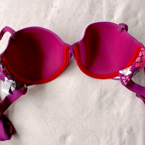 Maaji Underwire Reversible Bikini Top L | Fuchsia & Floral | Push-Up Swim Top - Picture 10 of 11